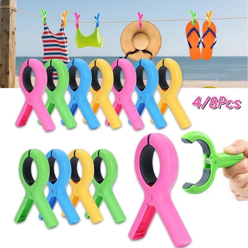 Beach Towel Large - คลิปหนีบผ้าเช็ดตัวสำหรับเก้าอี้ชายหาด, คลิปหนีบผ้าเช็ดตัวชายหาดขนาดใหญ่ 4/8 ชิ้น, คลิปหนีบผ้าเช็ดตัวชายหาดหลากสีสำหรับเก้าอี้ เรือสำราญ