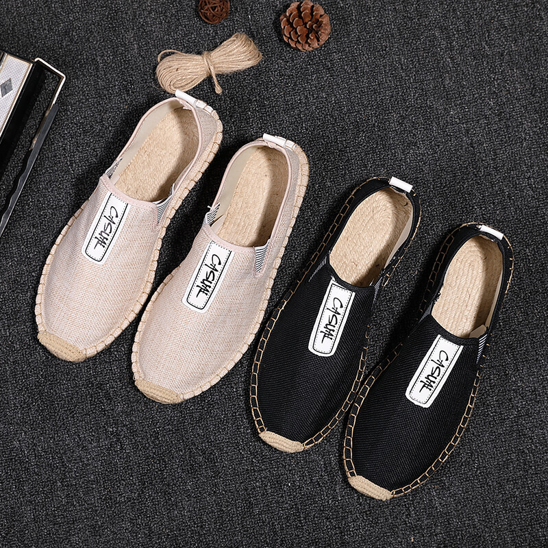 Espadrille Slip On - รองเท้าลำลองผู้ชายผ้าลินิน รองเท้าโลฟเฟอร์ รองเท้าสานแบบชาวประมง รองเท้าทำมือผู้ชาย รองเท้าเอสปาดริลล์ รองเท้าขับรถผู้ชายสุดหรู