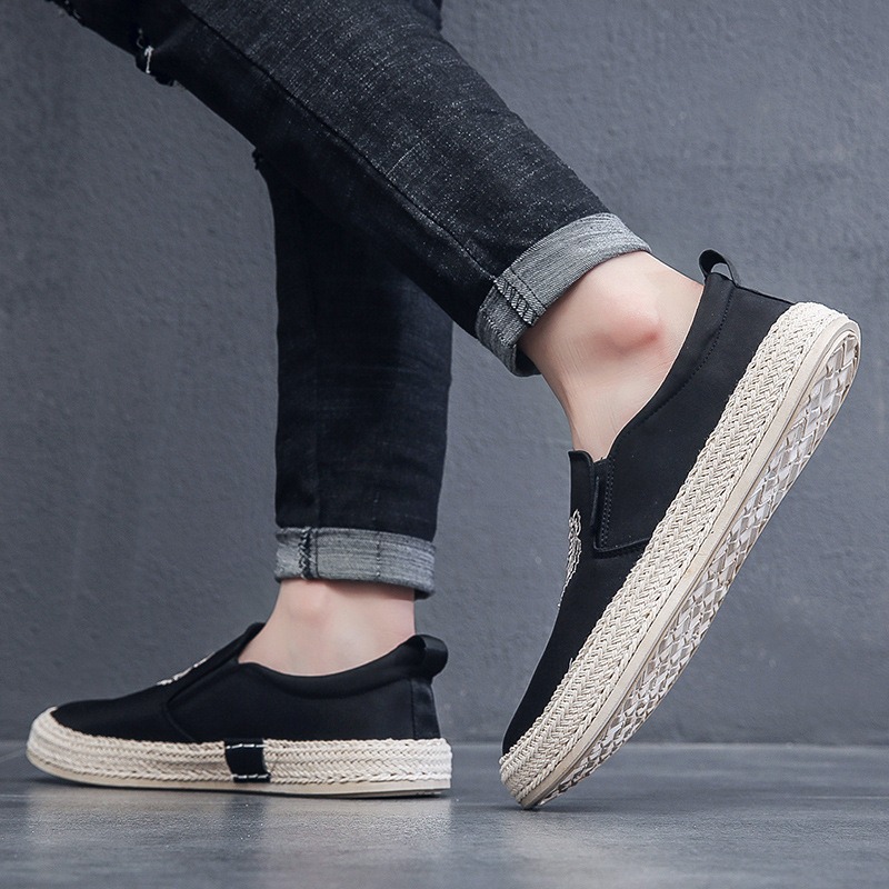 สีดําBreathableรองเท้าสําหรับช - Espadrille Slip On บทวิจารณ์และราคา