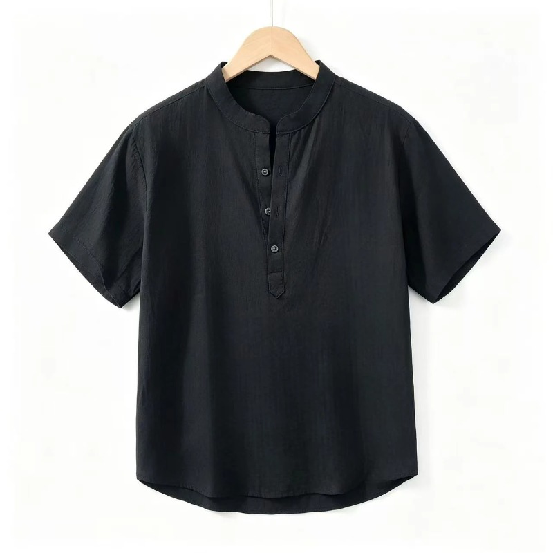 เสื้อยืดแขนสั้นผู้ชายสำหรับฤดู - Linen Shirt Breathable บทวิจารณ์และราคา
