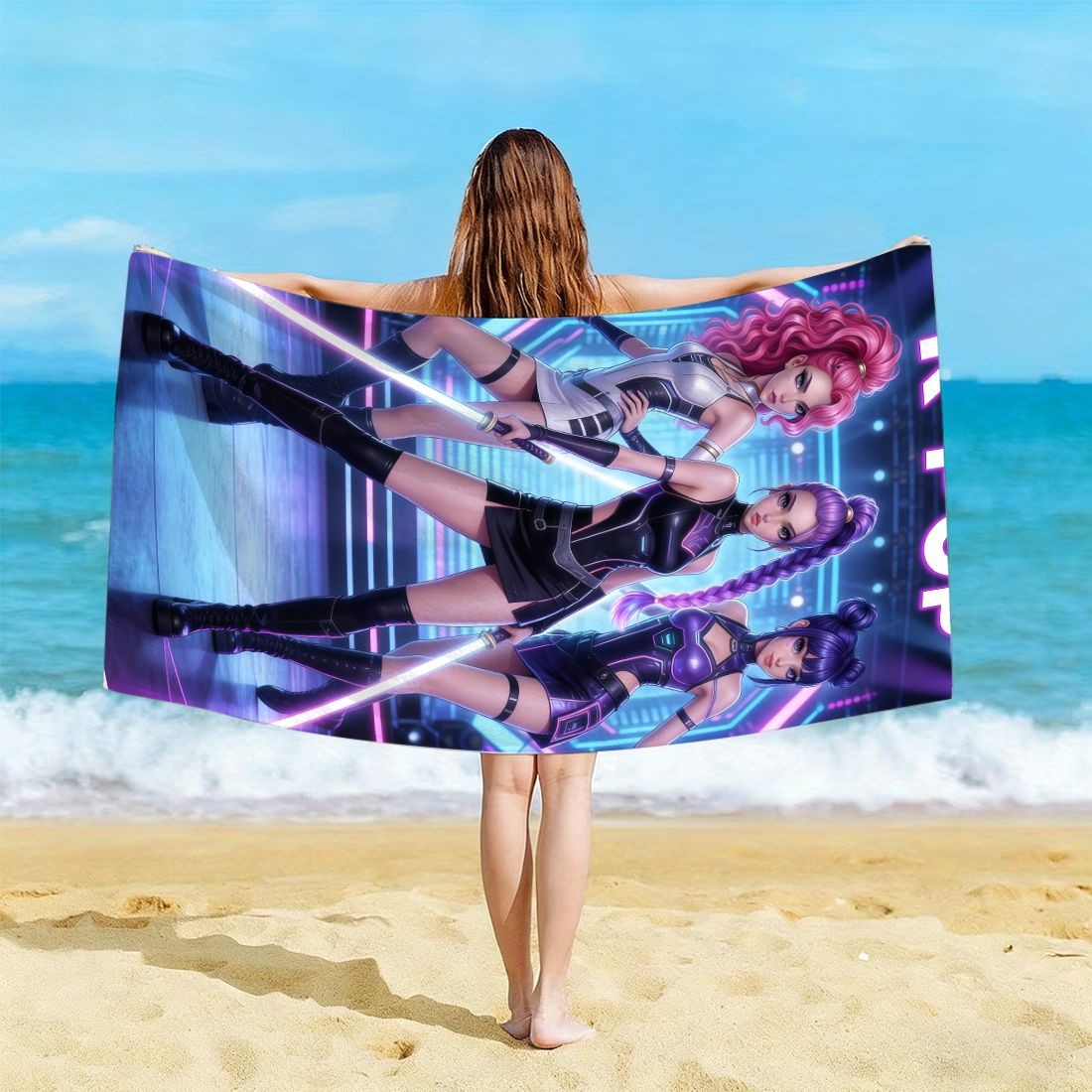 ผ้าเช็ดตัวชายหาดพิมพ์ลายไอดอลเ - Beach Towel Large บทวิจารณ์และราคา