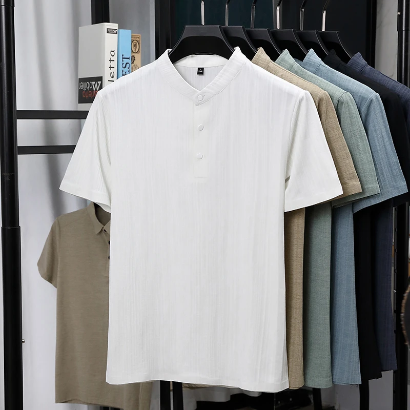 เสื้อเชิ้ตแขนสั้นคอจีนผ้าลินิน - Linen Shirt Breathable บทวิจารณ์และราคา