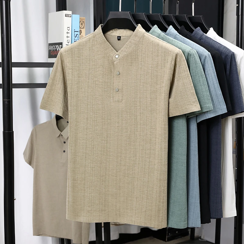 เสื้อเชิ้ตแขนสั้นคอจีนผ้าลินิน - Linen Shirt Breathable บทวิจารณ์และราคา