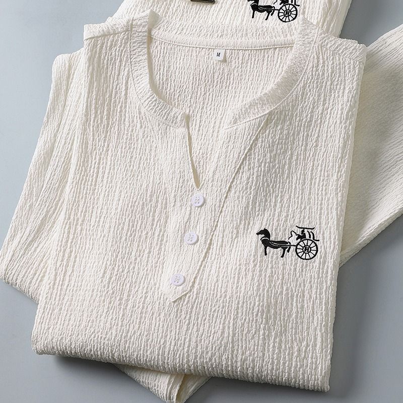 ชุดเสื้อยืดแขนสั้นผ้าลินินแฟชั - Short Linen Drawstring บทวิจารณ์และราคา