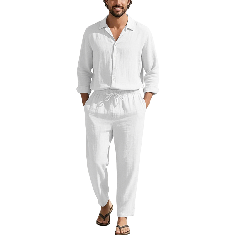 ชุดลำลองผ้าลินินสำหรับฤดูใบไม้ - Linen Shirt Breathable บทวิจารณ์และราคา